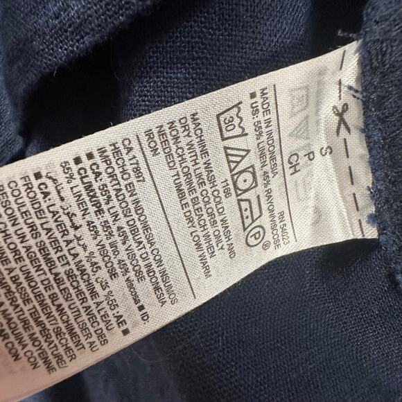 Old Navy Off Shoulder Ruffle Dress Women's Small Navy Blue Linen Blend - Picture 7 of 8